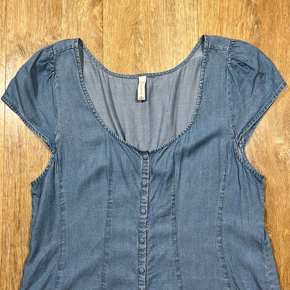 Gentle Fawn Chambray Dress Button Down Cap Flutter Sleeve Blue Size 8 EUC - Picture 2 of 13